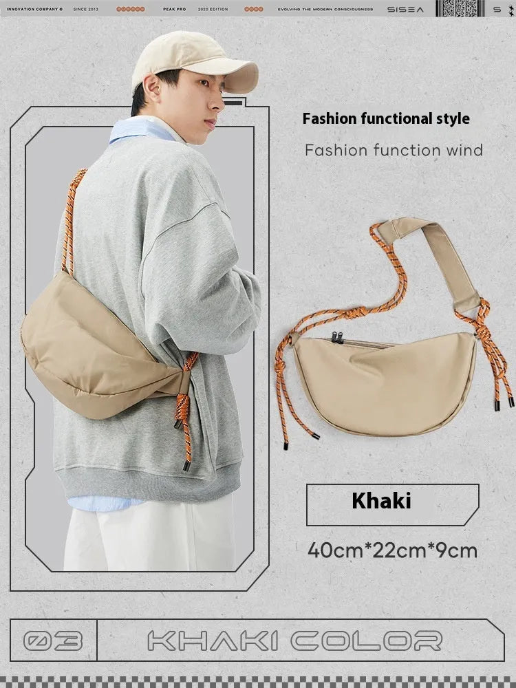 Men's lightweight nylon messenger bag in urban simplicity style with large capacity