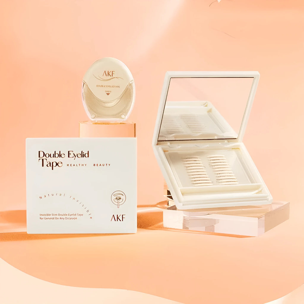 Roll of transparent lace-patterned double eyelid stickers for creating a natural eyelid crease.