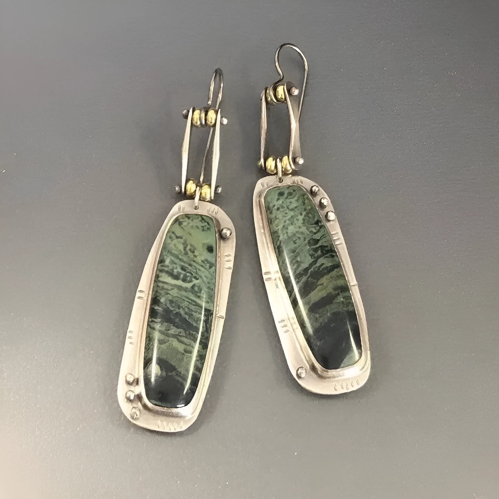 Geometric drop earrings with two-colour marble pattern design