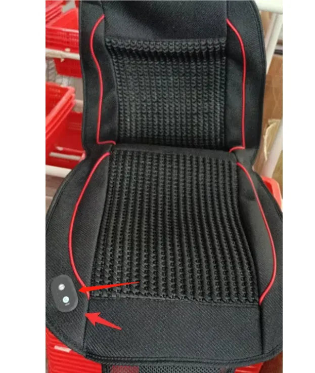 Square black car ventilation seat cushion with massage function and power cord