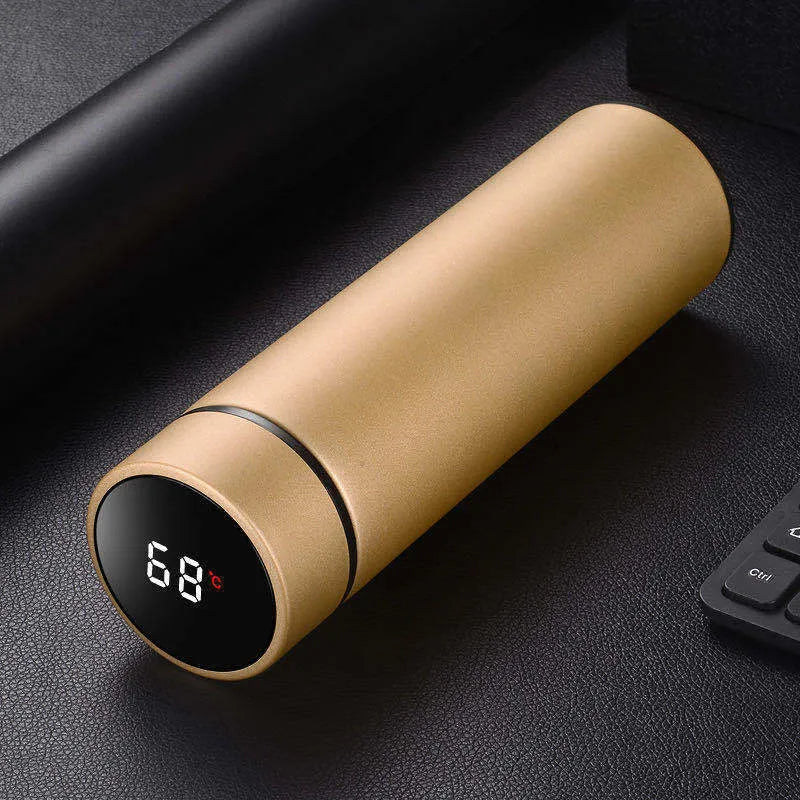 450ml stainless steel vacuum insulated water bottle in choice of colours including black, blue, red, and gold.