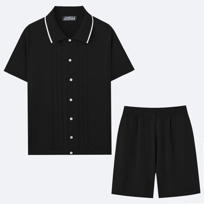Business casual Tencel two-piece set with short sleeve top and matching shorts in multiple colour options