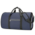 Grey expandable Oxford cloth sports and travel bag with compartments.