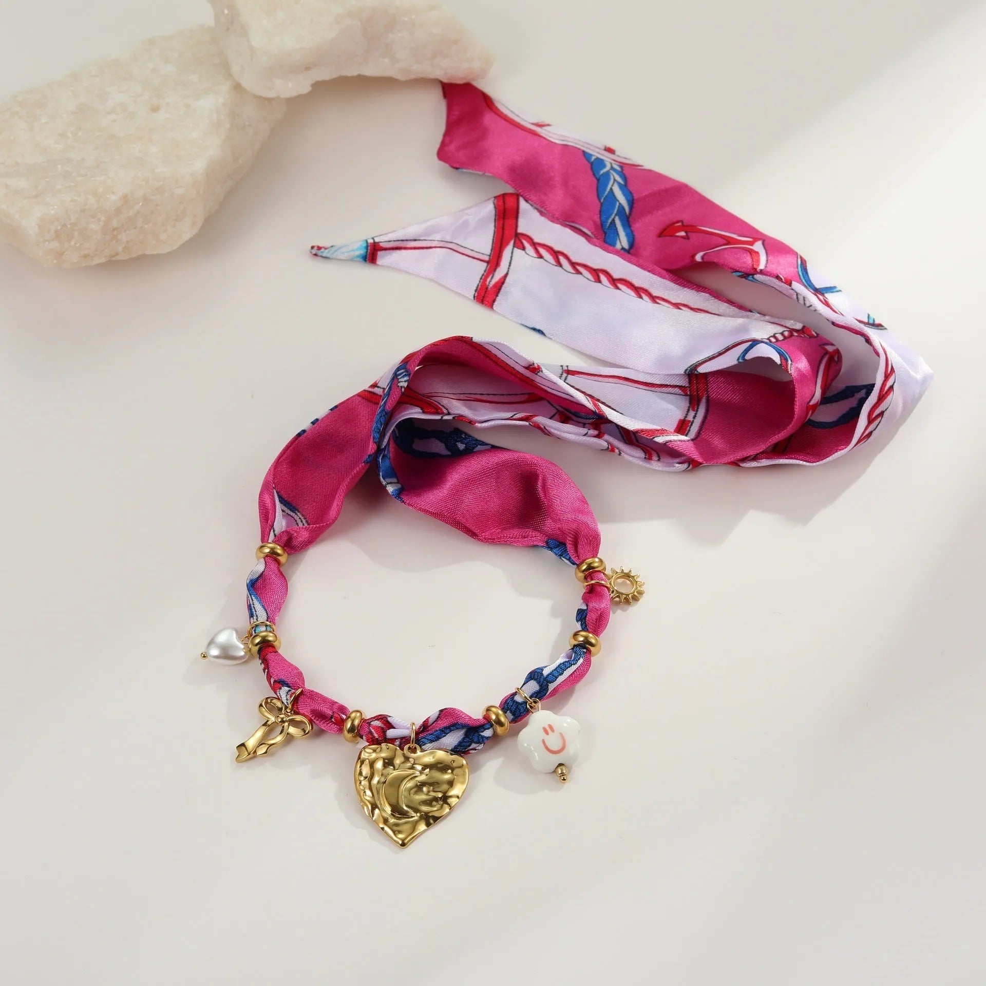 Stainless steel love pendant necklace and matching bracelet set with geometric design