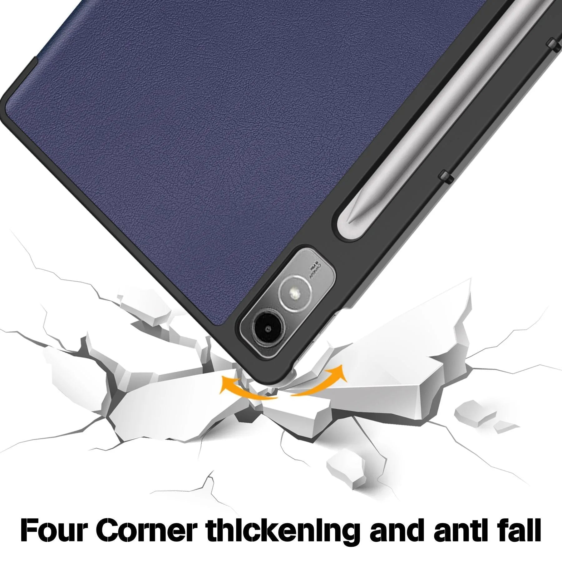LenovoTab P12 plastic protective case in a decorative pattern, folded to show the integrated magnetic stand.