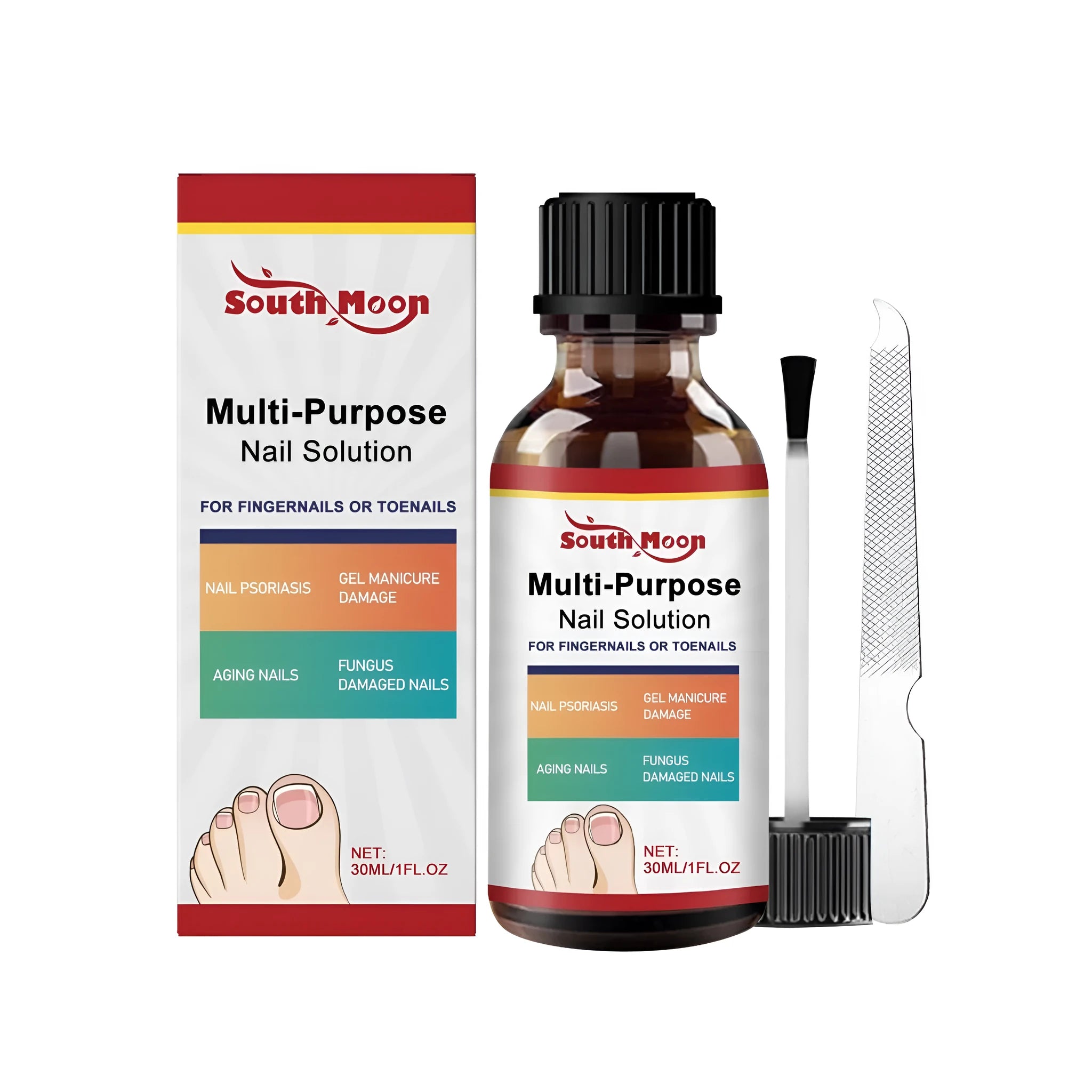 30ml nail care solution bottle with tea tree oil, white willow bark and Danggui plus included nail file