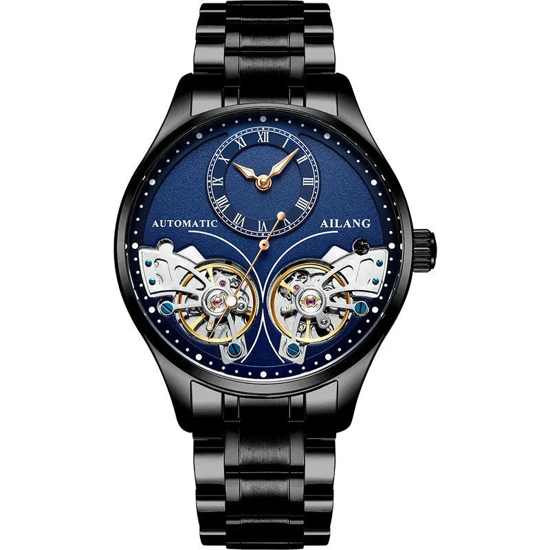 Titanium automatic watch with tourbillon and moon phase display on wrist