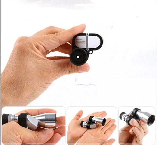 Aluminium alloy pocket monocular telescope with 8x20mm lenses and canvas storage bag