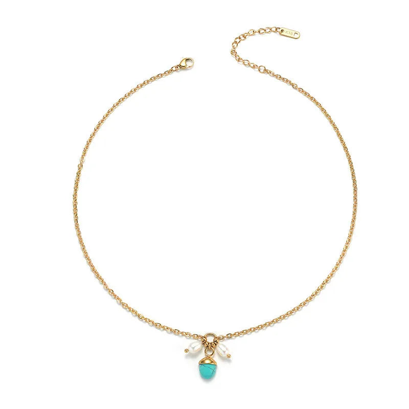 Pearl pendant necklace with natural white non-fading finish and texture design
