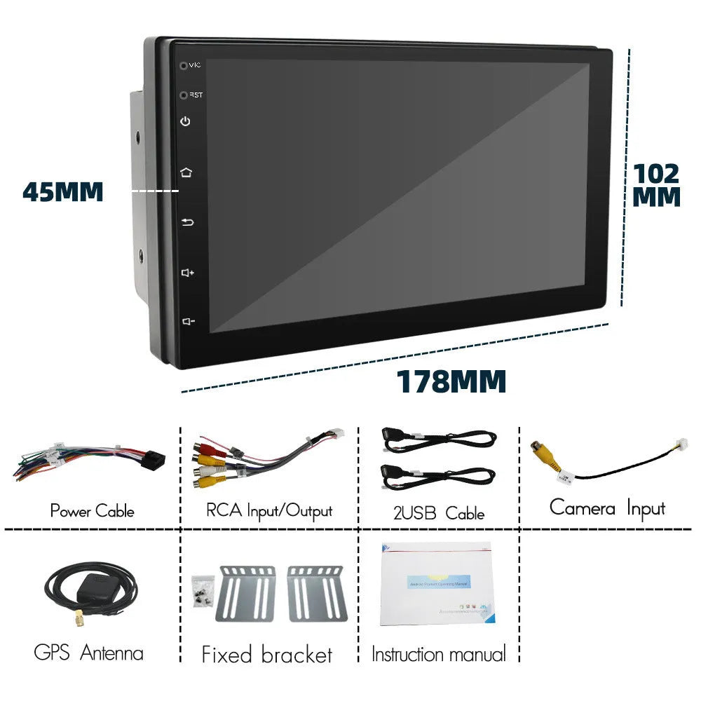 Black universal CarPlay navigation MP5 player with 7-inch screen showing GPS interface