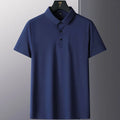 Men's solid colour non-ironing short sleeve shirt in a business casual style on a hanger.