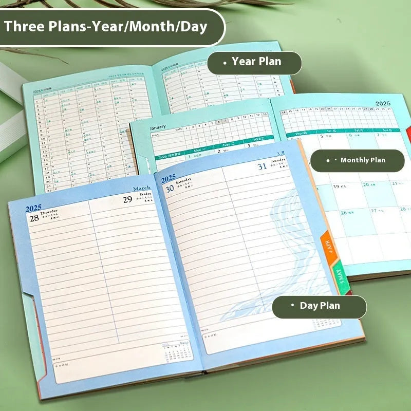 A5 office notepad with striped PU leather cover showing 204 sheets of thickened paper