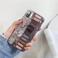 Silicone iPhone case with abstract eye shadow artwork in flesh and grey colours
