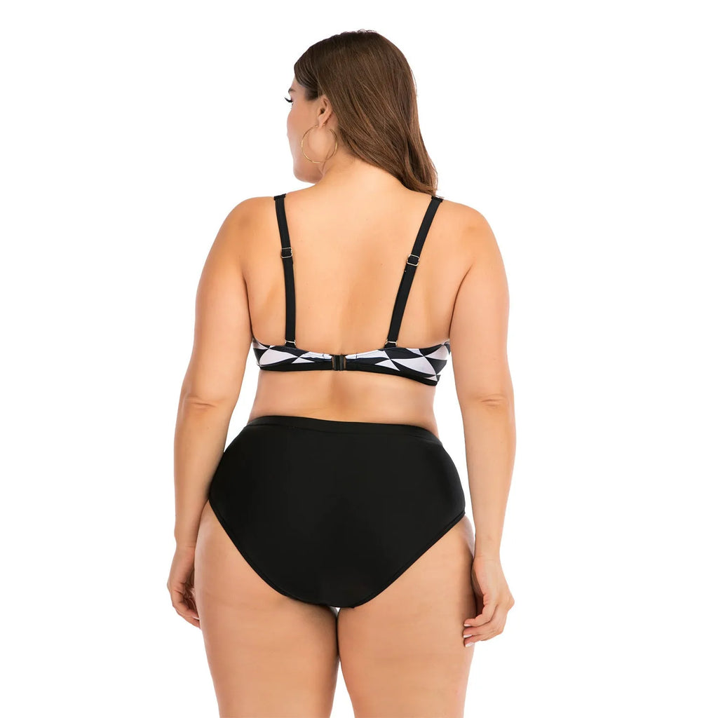 Black big cup ladies swimsuit with nylon and polyester blend for fuller bust coverage