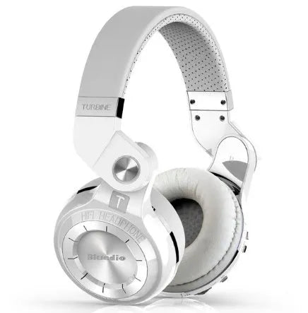 Bluedio T2 Plus Bluetooth on-ear wireless headphones in black, white, red, or blue.