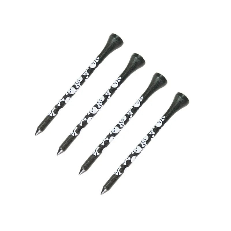 Black skull print bamboo golf dowel pins in 70mm and 83mm lengths for spike replacement