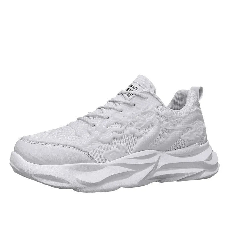 Dragon-themed casual sneakers with microfibre upper and rubber sole in Chinese Dragon design