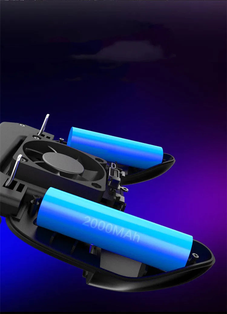 Black mobile game controller for smartphones with USB cable and physical action buttons.