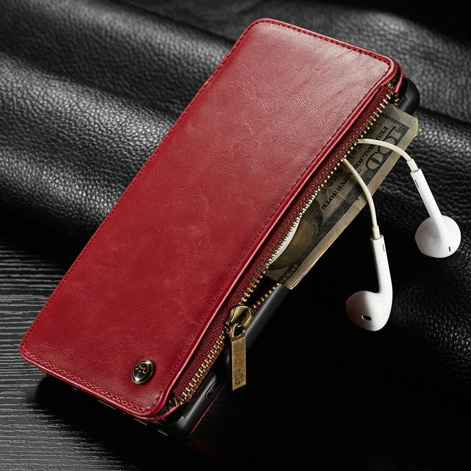 Black PU leather flip case for Samsung Galaxy Note9 phone showing magnetic closure