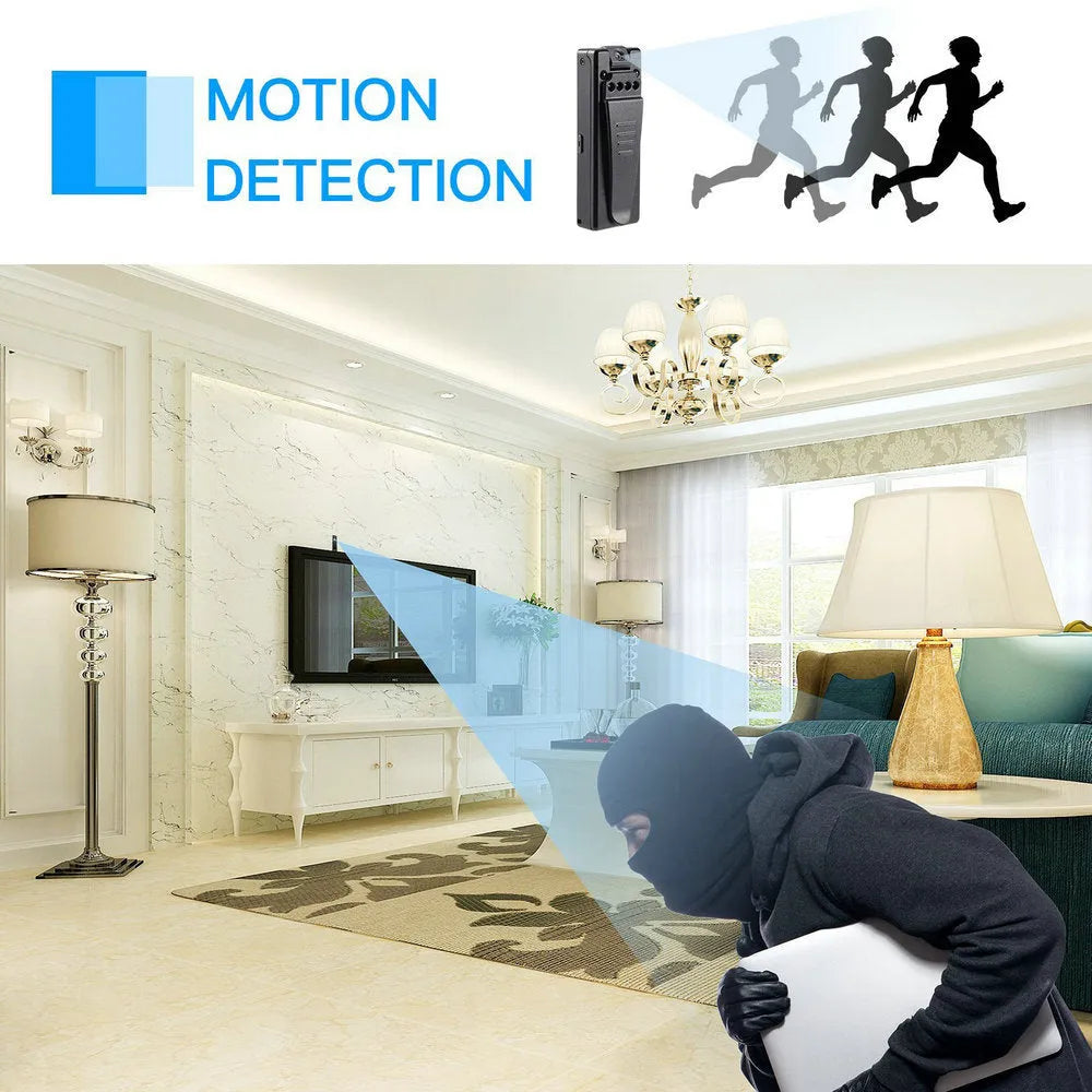 Black ABS plastic 1080p HD DV home camera with night vision on a rotating base