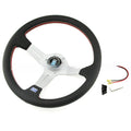 14-inch leather steering wheel with middle concave design showing black skeleton frame option