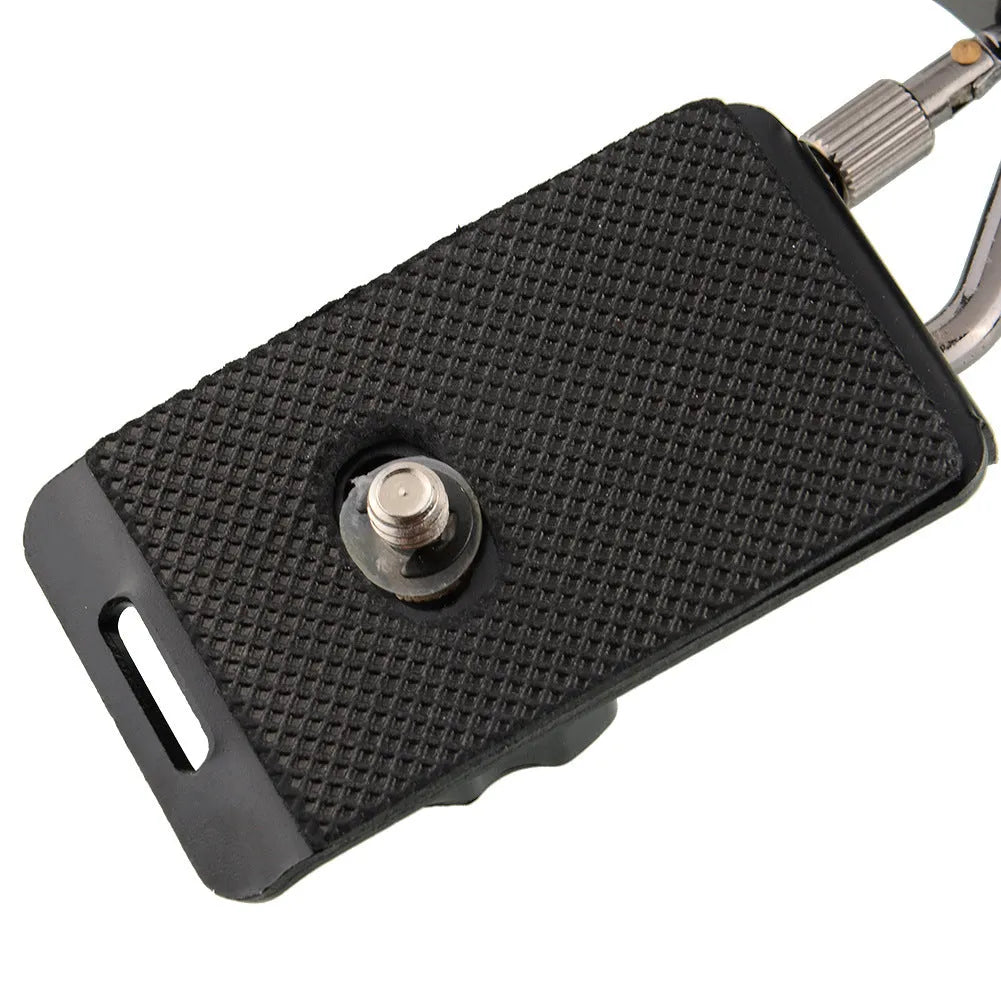 Black dual camera strap for two SLRs, showing thick shoulder sponge and metal connectors.