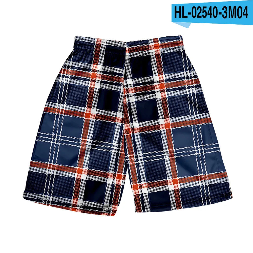 Men's plaid shorts with elastic waistband and straight leg design in multiple colour options