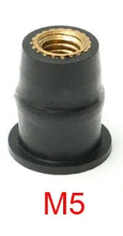 Motorcycle brass nut rubber well nut fasteners in black with M4 M5 M6 thread sizes