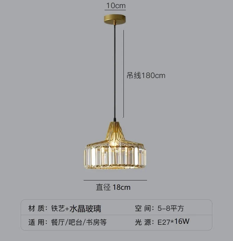 Modern crystal bedside lamp with light luxury chandelier design in black finish