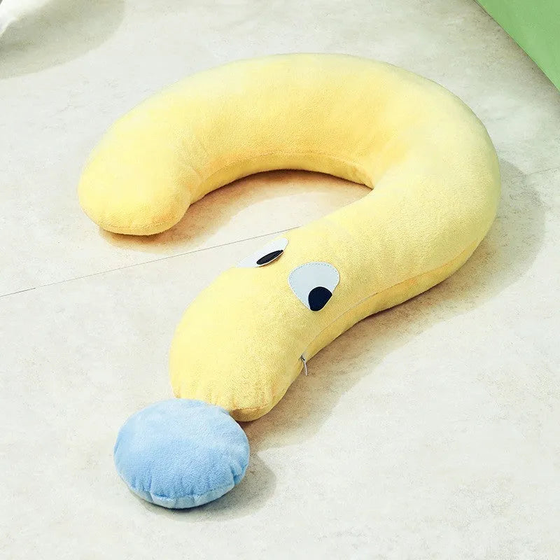 Blue or yellow rectangular pet sleeping pillow measuring 62cm by 39cm on a floor.