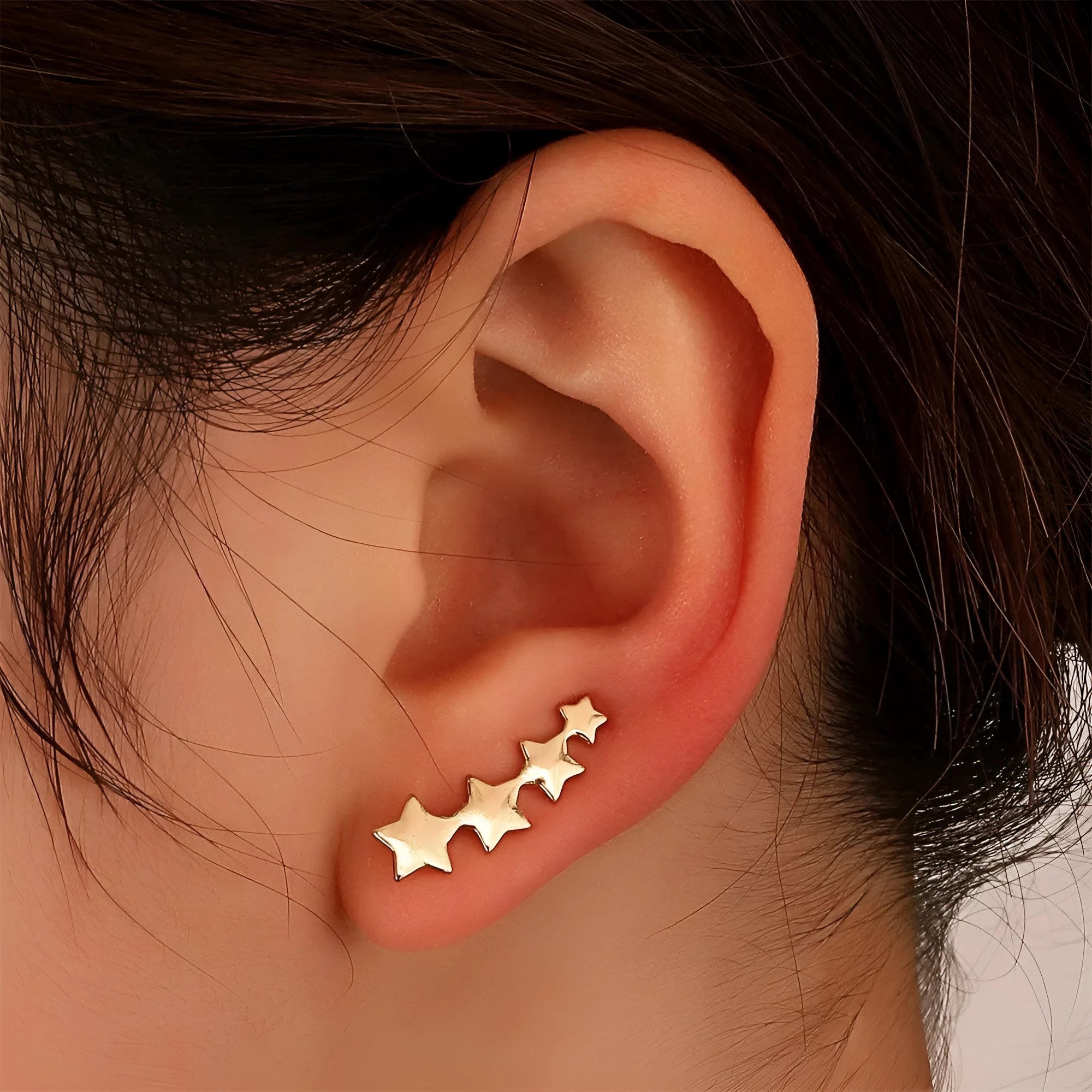 Copper leaf ear clips for women without pierced ears in KC Gold Star A896 design