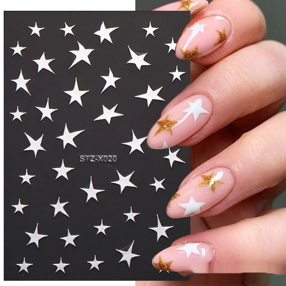 Black and silver strip cartoon nail art stickers on plastic patch