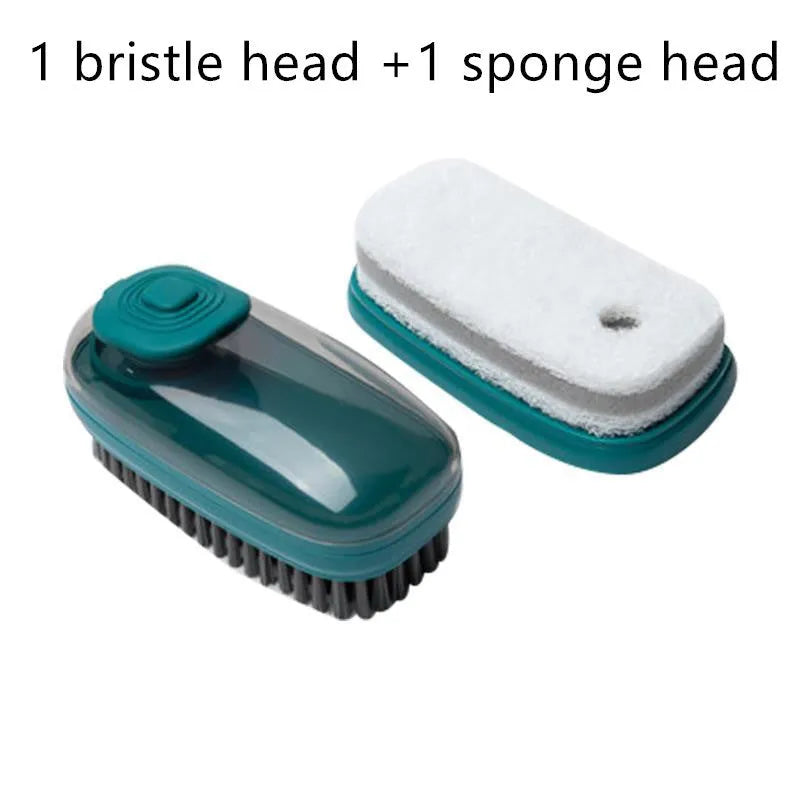 Automatic liquid cleaning brush with ergonomic grip for shoes and laundry cleaning