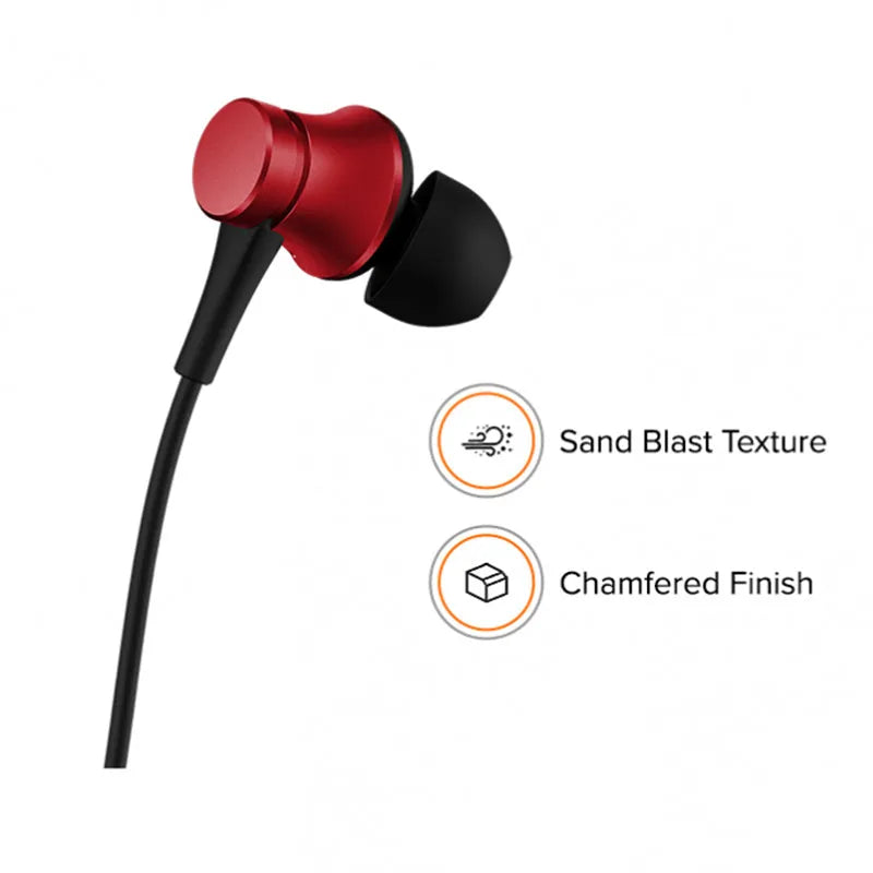 Wired piston in-ear headphones with 3.5mm connector in black, blue and red colour options