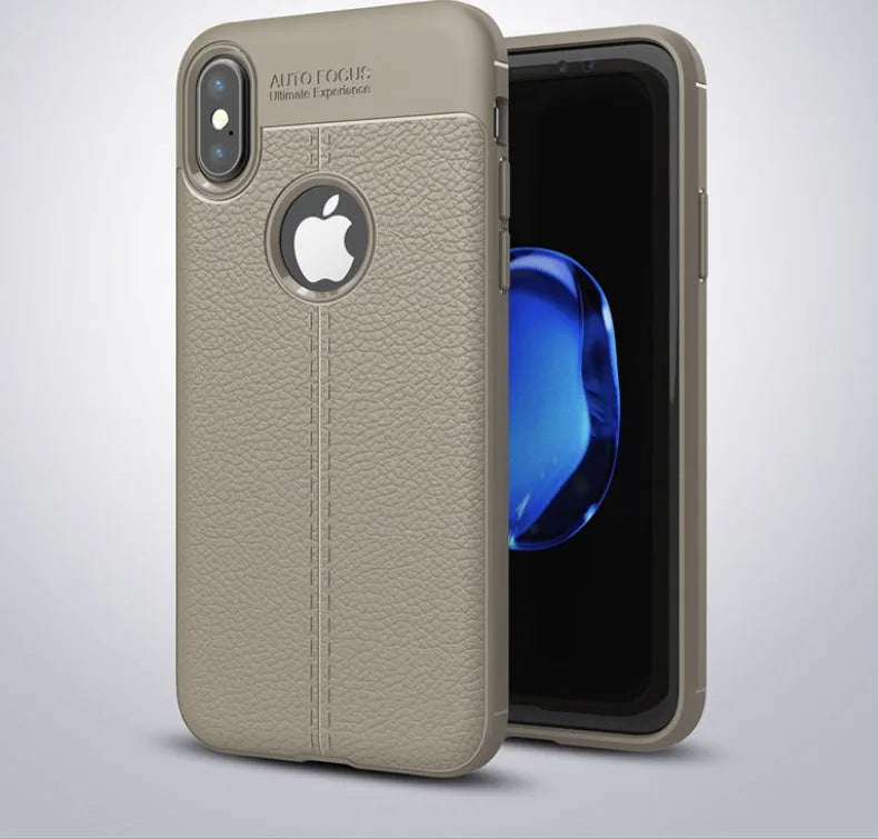 WeFor black PU leather and silicone case for OnePlus 6 phone with screen protector.