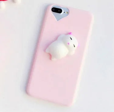 Silicone TPU iPhone case with 3D cartoon cat design in multiple colour options