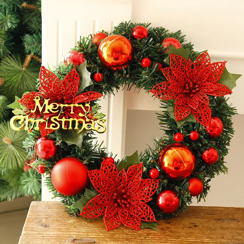 30cm multicolour plastic Christmas wreath in six colour options for festive decoration