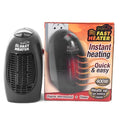 Black compact ceramic electric heater with digital display and rotating three-prong plug