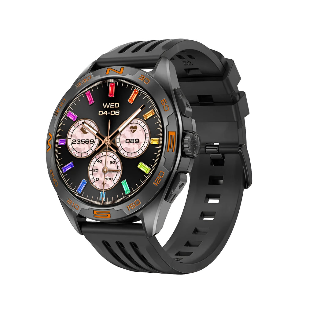 Smart watch showing health monitoring functions and WhatsApp reply capability on IPS screen