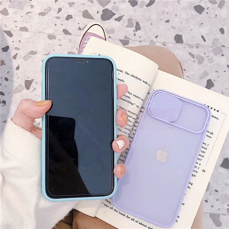 Frosted frame silicone iPhone case in various colours showing compatible models including iPhone 11 Pro and iPhone 12 Mini