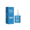 Copper peptide hair oil in 30 ml glass bottle for strong smooth hair care.
