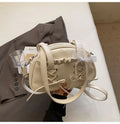 Women's casual PU leather handbag with bandage bow detail and crossbody strap