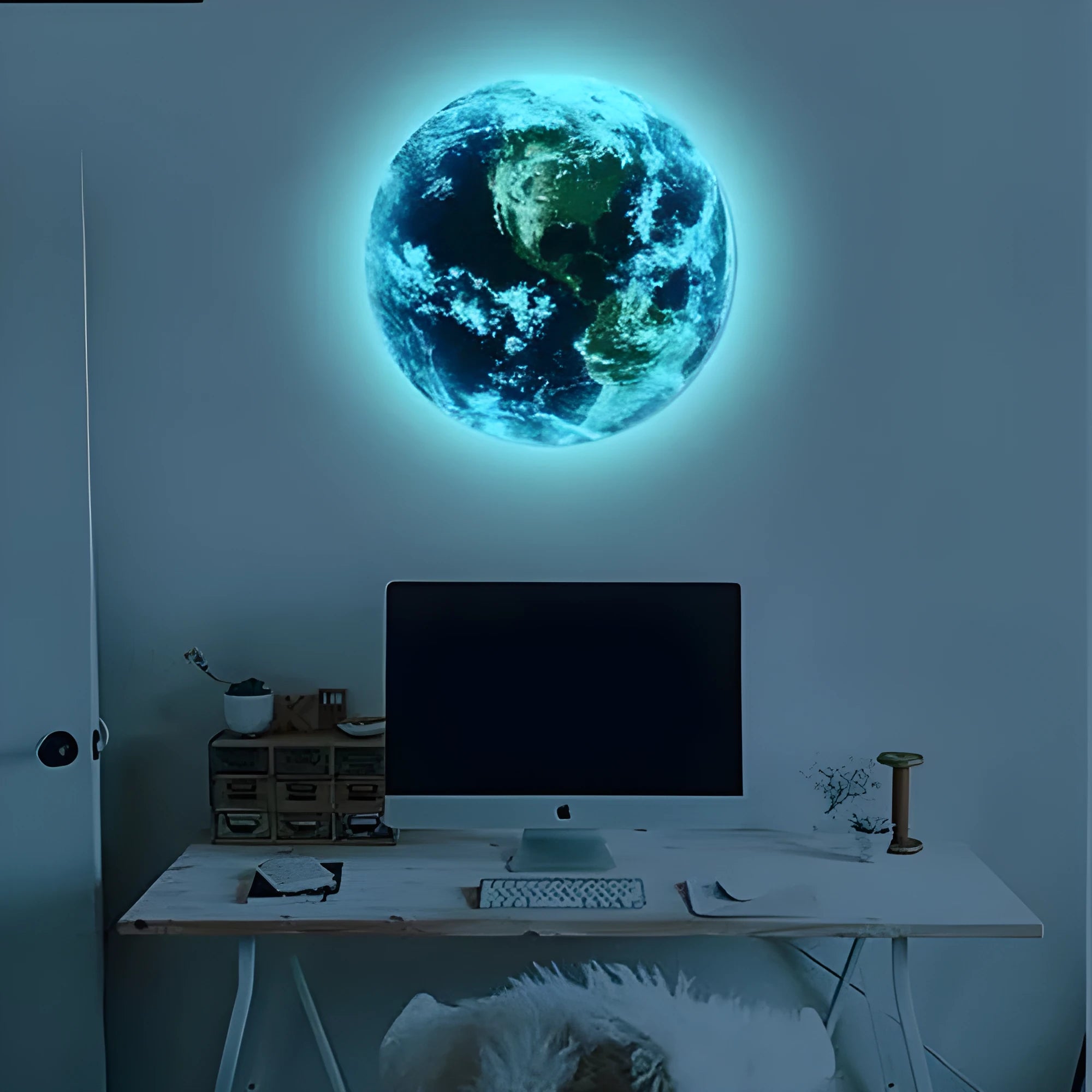 Glow in dark 3D Earth planet wall sticker with luminous effect, available in 10cm 20cm 30cm diameter sizes
