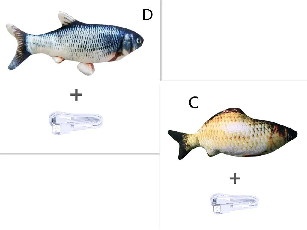 Electronic jumping fish cat toy without cat nip, 30cm multicolour design with USB cable