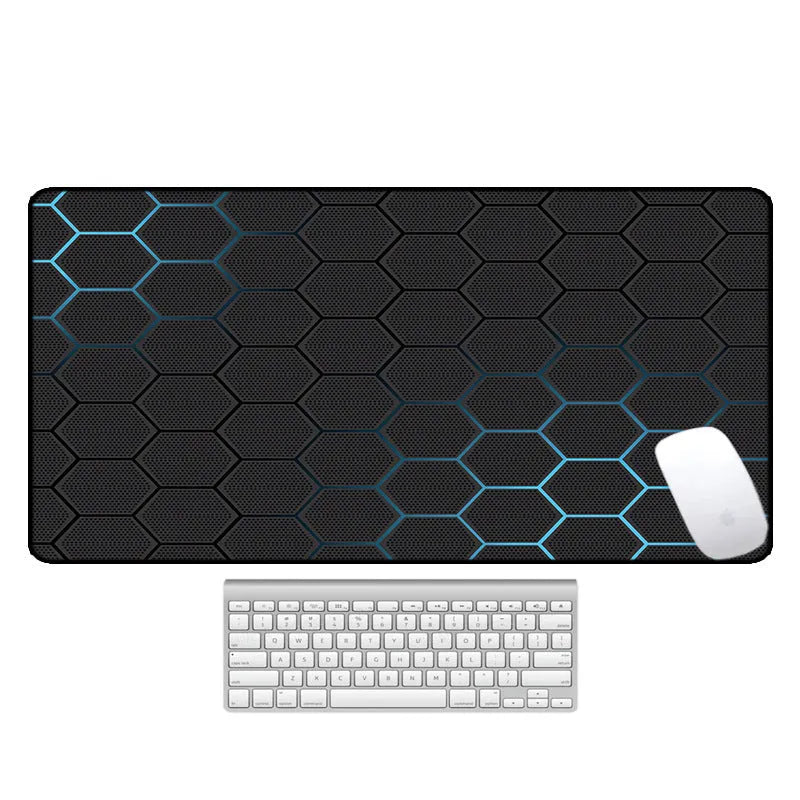 Large computer desk pad mouse mat with patterned surface and natural rubber non-slip base