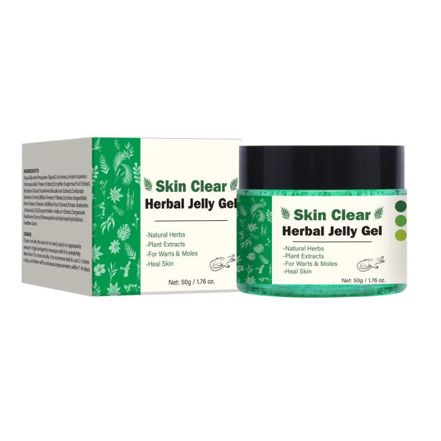 50g tube of clear, transparent herbal gel for skincare.