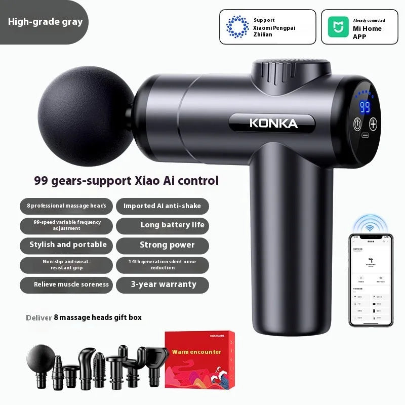 Konka V19 professional electric mini massage gun with multiple massage head attachments