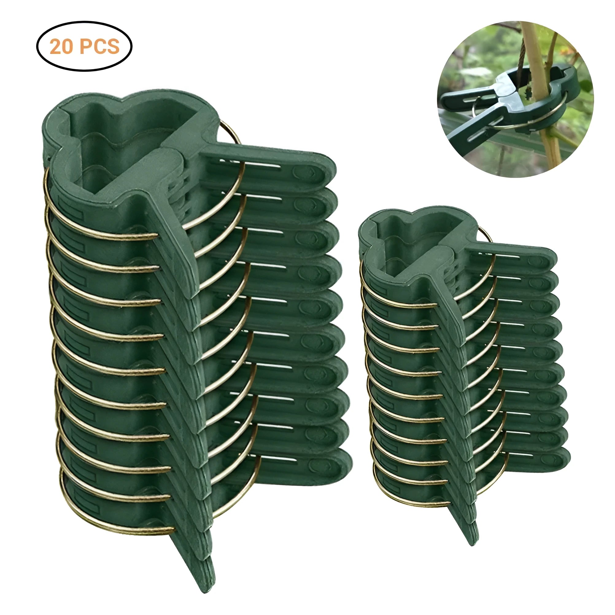 Green plastic plant fixing clips for tomato cucumber and pea vines