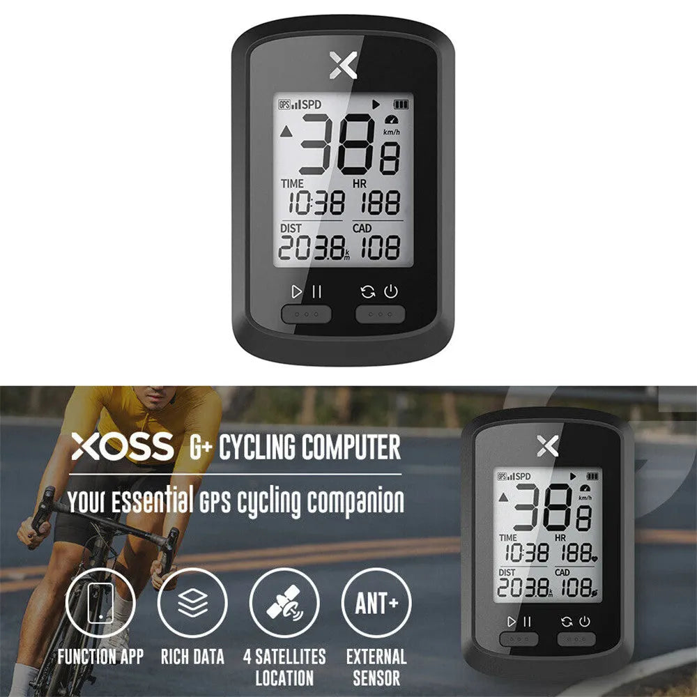 Black waterproof plastic digital stopwatch for bicycle handlebars.