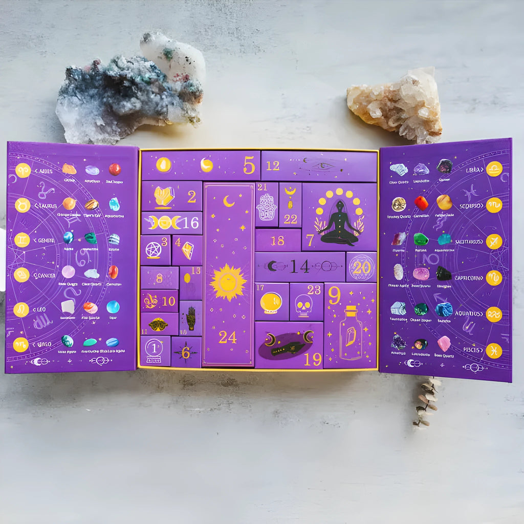 Paper Halloween countdown gift box measuring 33.5cm by 30.5cm with crystal design